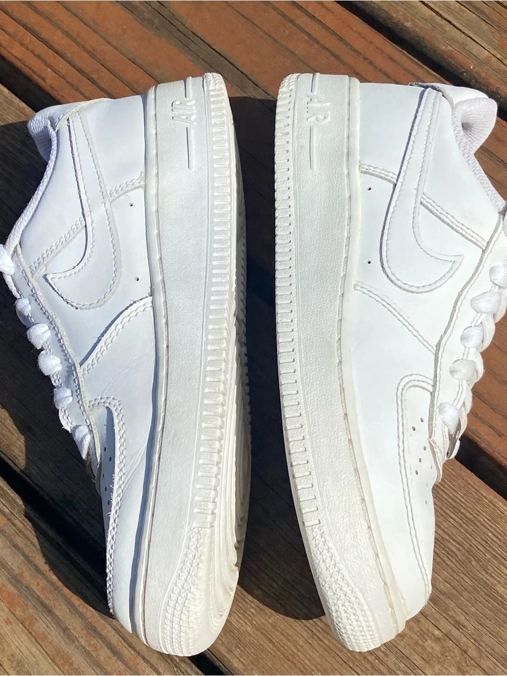 White Nike Air Force One Leather Size 4Y Casual Athletic Sneakers Low-Top